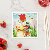 Whimsischer Ostergruss: Rider auf Riesenkick Serviette (Beispiel)