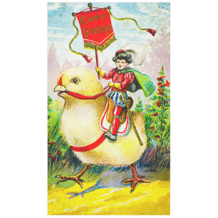 Whimsischer Ostergruss: Rider auf Riesenkick Tischdecke