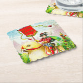 Whimsischer Ostergruss: Rider auf Riesenkick Untersetzer (angewinkelt)