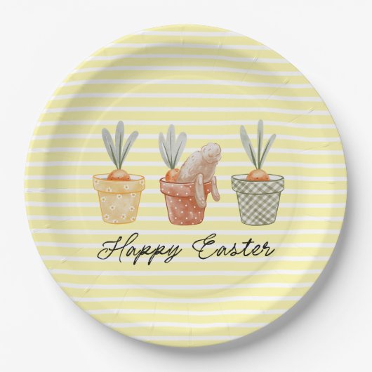 Whimsischer Osterhase Pappteller (Vorderseite)