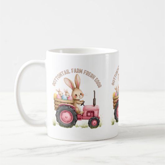 Whimsischer Osterhof Vintager Traktor Kaffeetasse (Links)