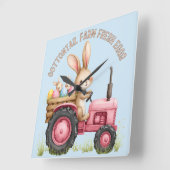 Whimsischer Osterhof Vintager Traktor Quadratische Wanduhr (Winkel)