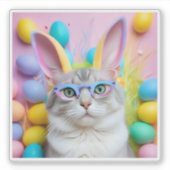 Whimsischer Osterkatze mit sonnigen Ohren Aufkleber (Vorderseite)
