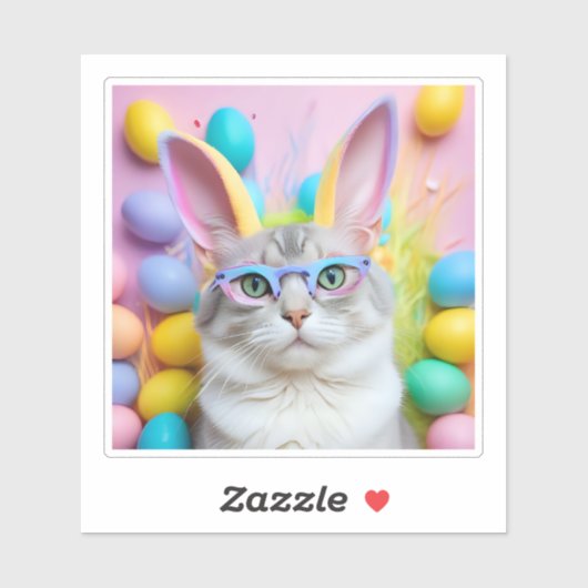 Whimsischer Osterkatze mit sonnigen Ohren Aufkleber (Blatt)