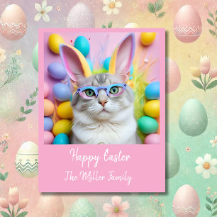 Whimsischer Osterkatze mit sonnigen Ohren Feiertagskarte