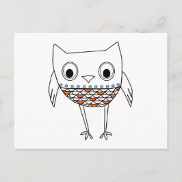 Whimsischer Owl Orange Black Woodland Kreaturen Postkarte