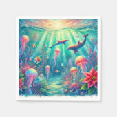 Whimsischer Ozean Poinsettia Reef Découpage Napkin Serviette (Vorderseite)