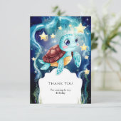 Whimsischer Ozean Unterwasser-Schildkröte Geburtst Dankeskarte (Stehend Vorderseite)