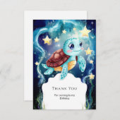 Whimsischer Ozean Unterwasser-Schildkröte Geburtst Dankeskarte (Vorne/Hinten)