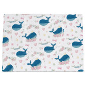 Whimsischer Personalisierter Blütenwal Große Geschenktüte (Vorderseite)