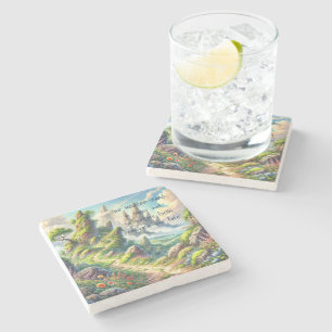 Whimsischer Pfad und Zitat Steinuntersetzer