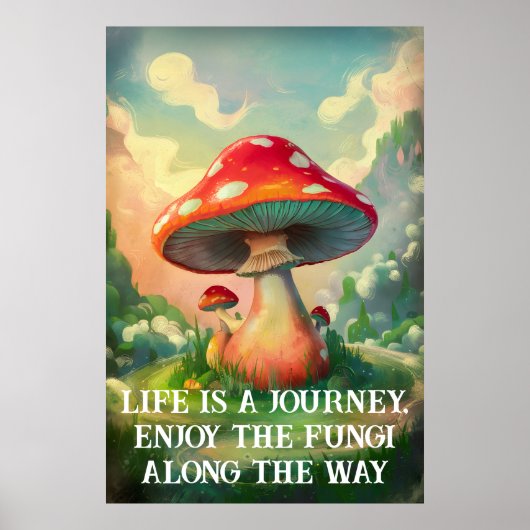 Whimsischer Pilz mit traumhafter Landschaft Poster (Vorne)