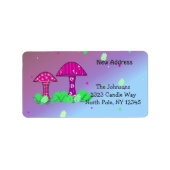 Whimsischer Pilz neue Adresse Adressaufkleber (Vorne)
