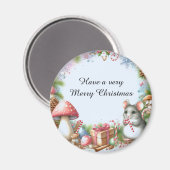 Whimsischer Pilz- und Maussweihwunsch Magnet (Vorderseite/Rückseite)