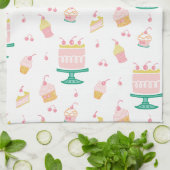 Whimsischer Pink Cake und Cupcakes Geschirrtuch (Gefaltet)