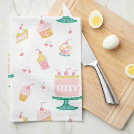 Whimsischer Pink Cake und Cupcakes Geschirrtuch