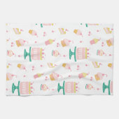 Whimsischer Pink Cake und Cupcakes Geschirrtuch (Horizontal)