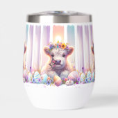 Whimsischer Pinselstrich Osterkuh Wine Tumbler (Vorderseite)