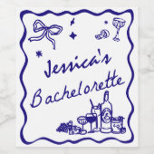 Whimsischer Poker Cocktail Bachelorette Wochenende Weinetikett (Einzelnes Label)
