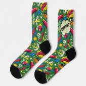 Whimsischer Pop Art - Personalisiertes Retro-Comic Socken (Linkes Detail)