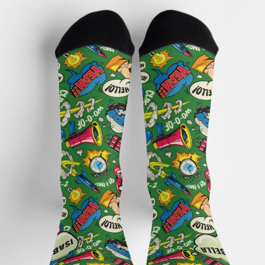 Whimsischer Pop Art - Personalisiertes Retro-Comic Socken (Oben)