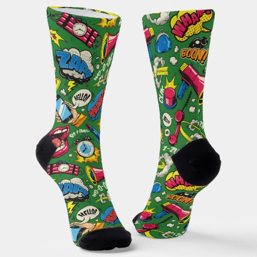 Whimsischer Pop Art - Personalisiertes Retro-Comic Socken (Gewinkelt)