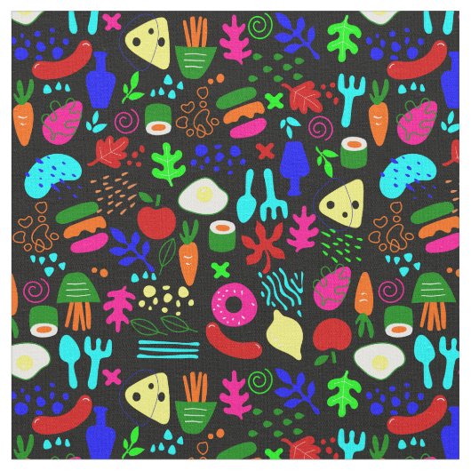 Whimsischer Pop Art Sushi Stoff (Nahaufnahme)