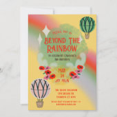 Whimsischer Rainbow Hot Air Ballon Kindergeburtsta Einladung (Vorderseite)