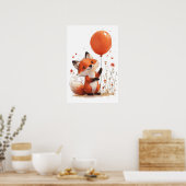 Whimsischer Red Fox mit Orange Balloon Poster (Küche)