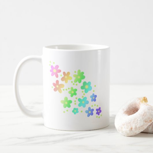 Whimsischer Regenbogen Blume Kaffeezubereitung Tas Kaffeetasse (Mit Donut)