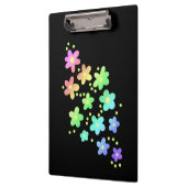 Whimsischer Regenbogen Blume Schwarz Klemmbrett (Links)