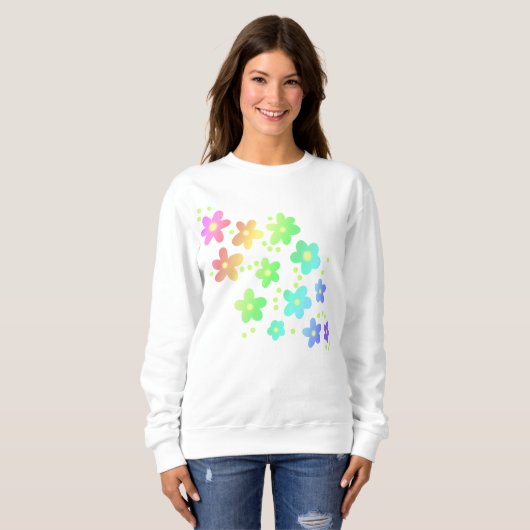 Whimsischer Regenbogen Blume Sweatshirt (Vorne ganz)