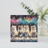 Whimsischer Regenbogen Katzen Valentin Feiertagskarte (Stehend Vorderseite)