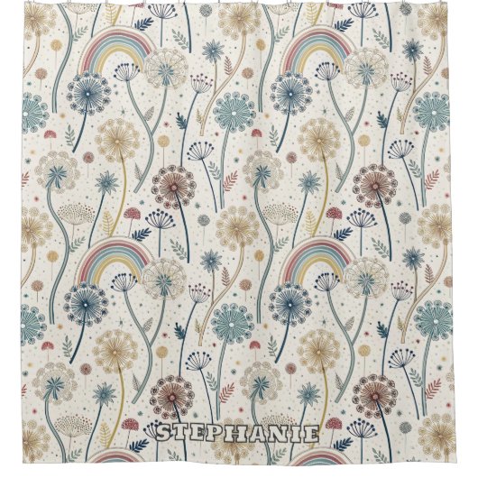 Whimsischer Regenbogen und botanische Lüsterne (2) Duschvorhang (Vorderseite)