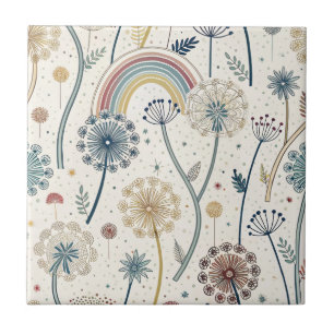 Whimsischer Regenbogen und botanische Lüsterne (2) Fliese