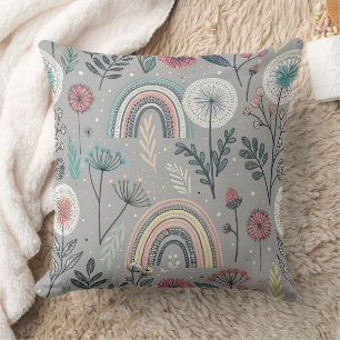 Whimsischer Regenbogen und Botanischer Regenbogen Kissen