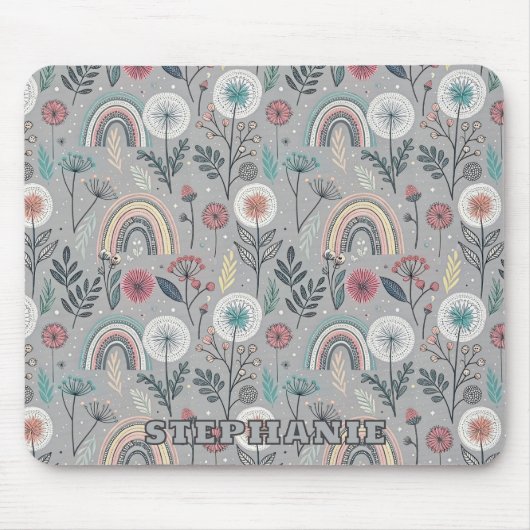 Whimsischer Regenbogen und Botanischer Regenbogen Mousepad (Vorne)