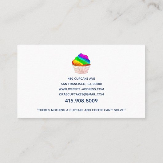 Whimsischer Regenbogenkuchen Baker oder Bäckerei Visitenkarte (Rückseite)