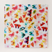 Whimsischer Regenbogenwald Butterfly Wasserfarbe Puzzle (Horizontal)