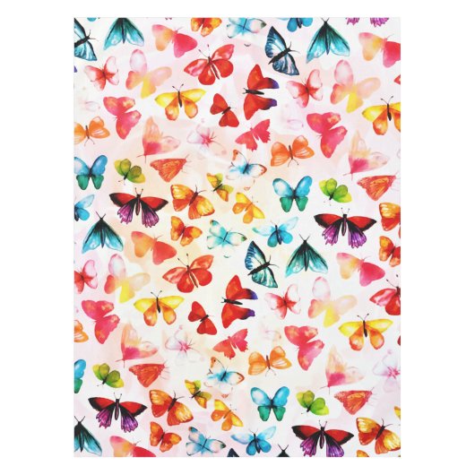 Whimsischer Regenbogenwald Butterfly Wasserfarbe Tischdecke (Vorderseite)