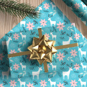Whimsischer Rentier & Poinsettia Weihnachtsfest Geschenkpapier