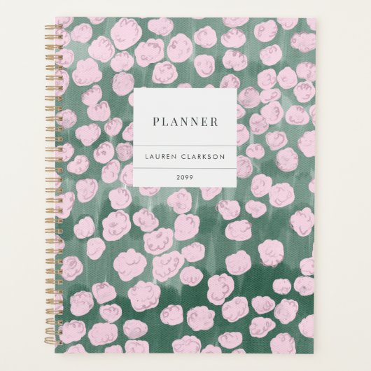 Whimsischer rosa Blumenplaner Planer (Vorderseite)