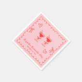 Whimsischer Rosa Rosa Wavy Frame Junggeselinnen-Ab Serviette (Ecke)