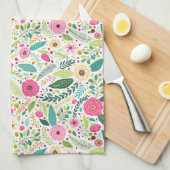 Whimsischer rosa Rosengarten Geschirrtuch (Viertel Falte)