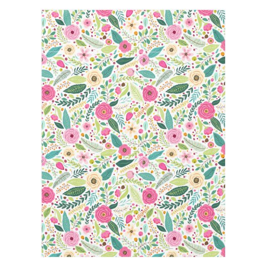 Whimsischer rosa Rosengarten Tischdecke (Vorderseite)