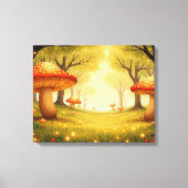 Whimsischer Rote Pilzwald Kunst Leinwanddruck (Vorderseite)