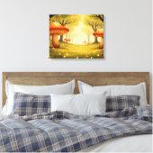 Whimsischer Rote Pilzwald Kunst Leinwanddruck (Insitu (Schlafzimmer))