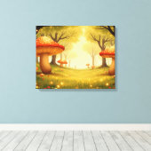 Whimsischer Rote Pilzwald Kunst Leinwanddruck (Insitu (Holzboden))