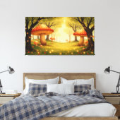 Whimsischer Rote Pilzwald Kunst Leinwanddruck (Insitu (Schlafzimmer))