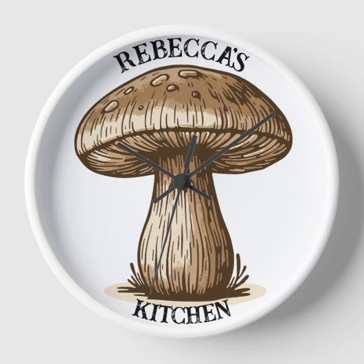 Whimsischer Rustikaler Kern Mushroom Wall Clock Uhr (Vorderseite)